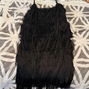 Fashion Nova Black Fringe Mini Dress